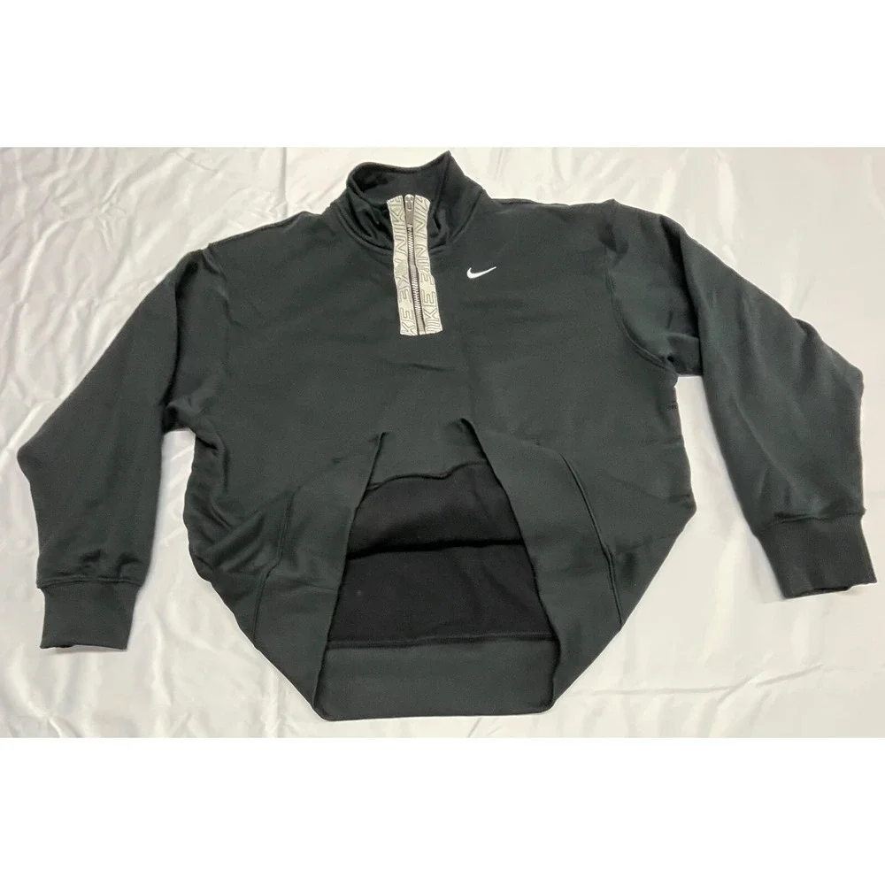 Nike‎ Women's Therma 1/2-Zip Graphic Training Crew CU5710-011 Size M Black/White